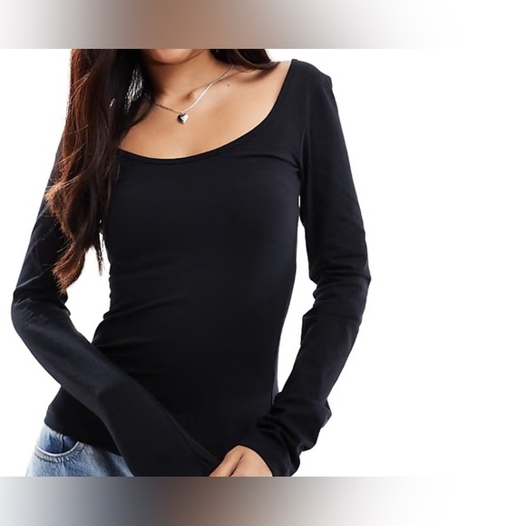 Scandal “Made In Italy” long sleeve scoop back top in black Small - Picture 1 of 9